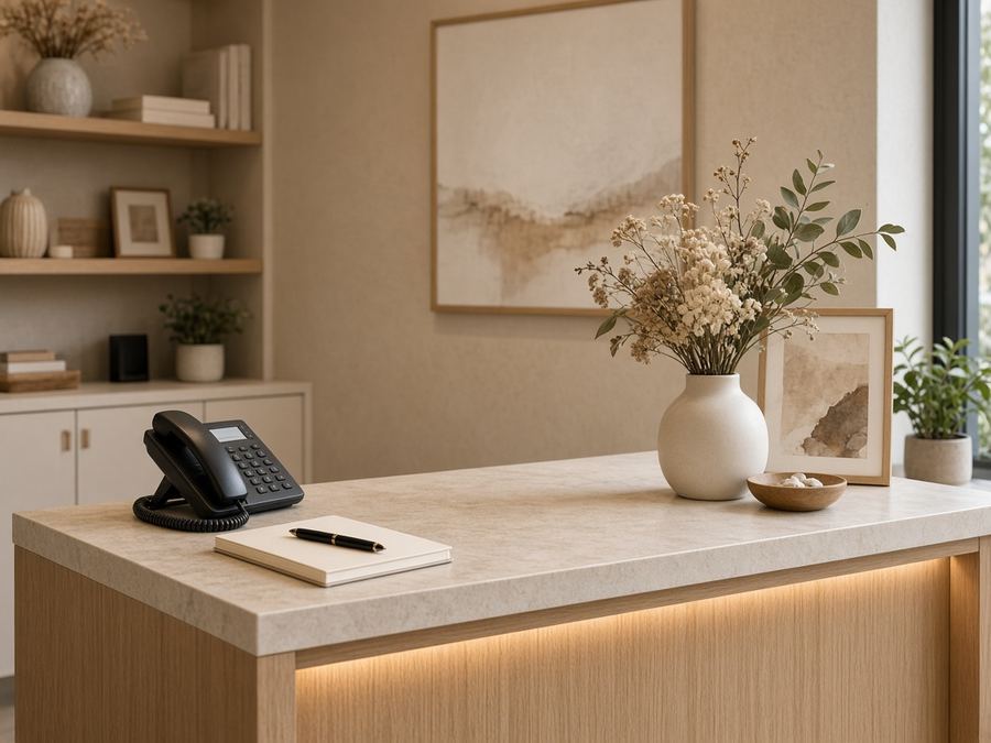 Contact desk at Ripuasdott Lettering in Manama